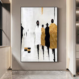 Hand Painted Oil Painting Abstract Figure Oil Painting on Canvas Original Gold Foil Acrylic Painting Custom Home Decor Living room Wall Decor Textured Wall Art